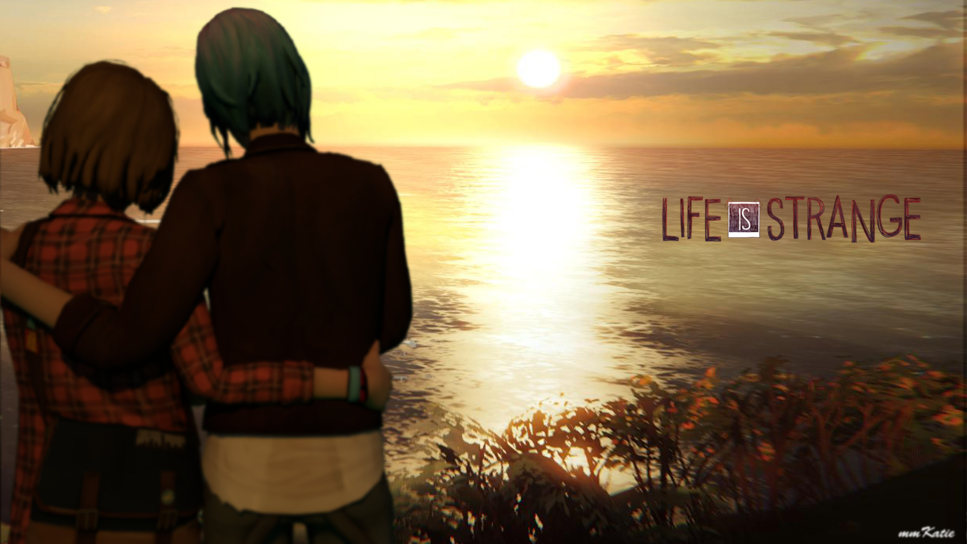 Max Caulfield, Chloe Price, Life is Strange, Tramonto, Mare, Full HD, sfondo Windows 11