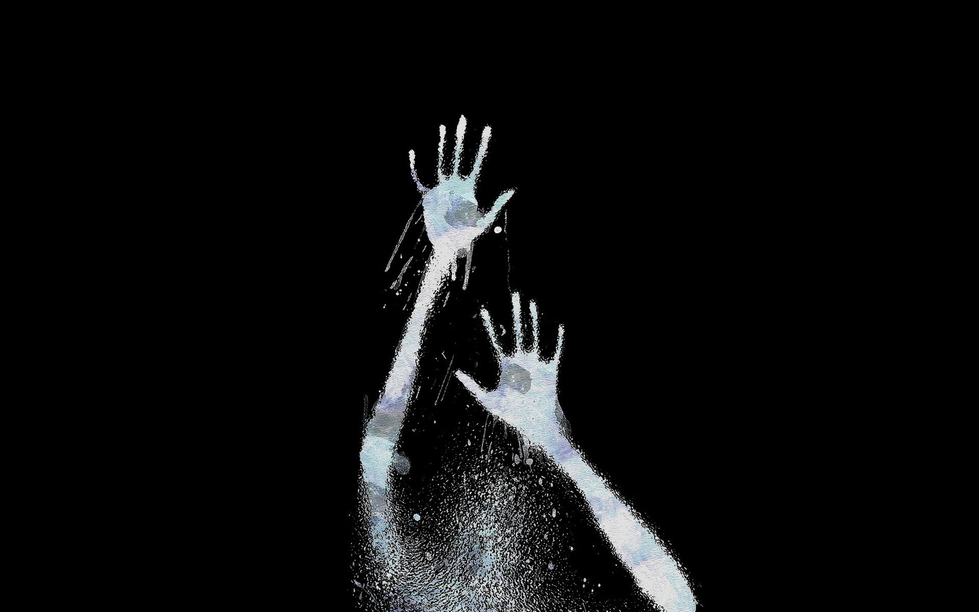 Mani spettrali, Particelle, Sfondo nero, Full HD, wallpaper desktop