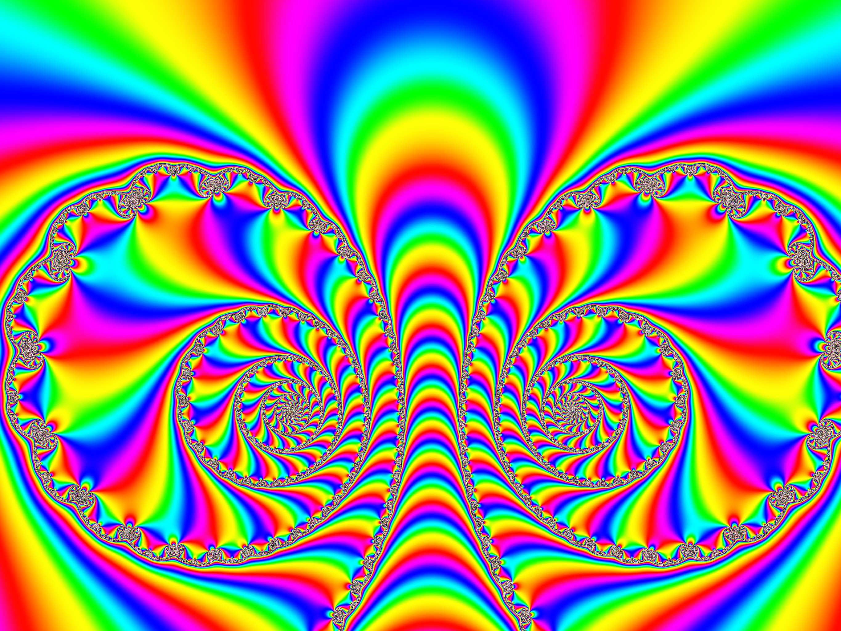 Frattale, Arte psichedelica, Arcobaleno, Illusione ottica, 2K, wallpaper per tablet
