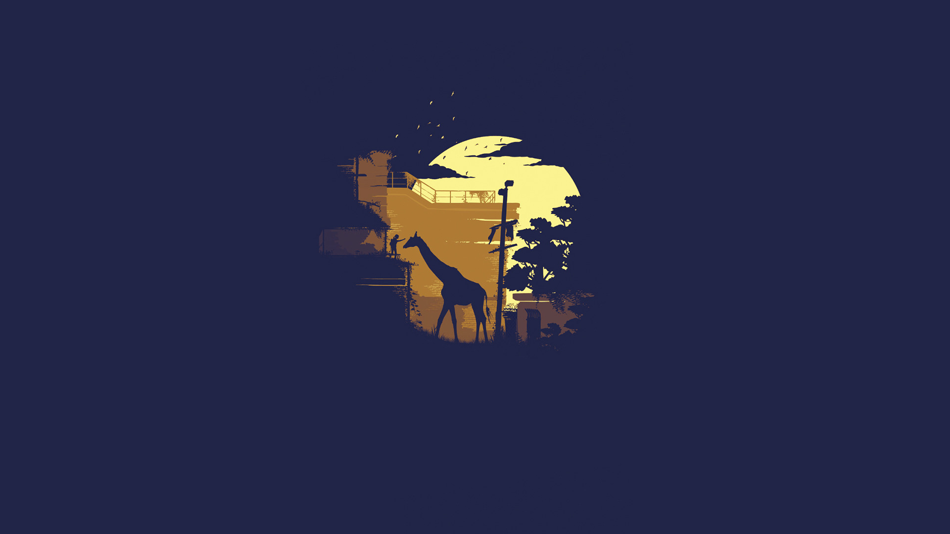 The Last of Us, Giraffa, Silhouette, Minimalista, Blu notte, Full HD, sfondo per PC
