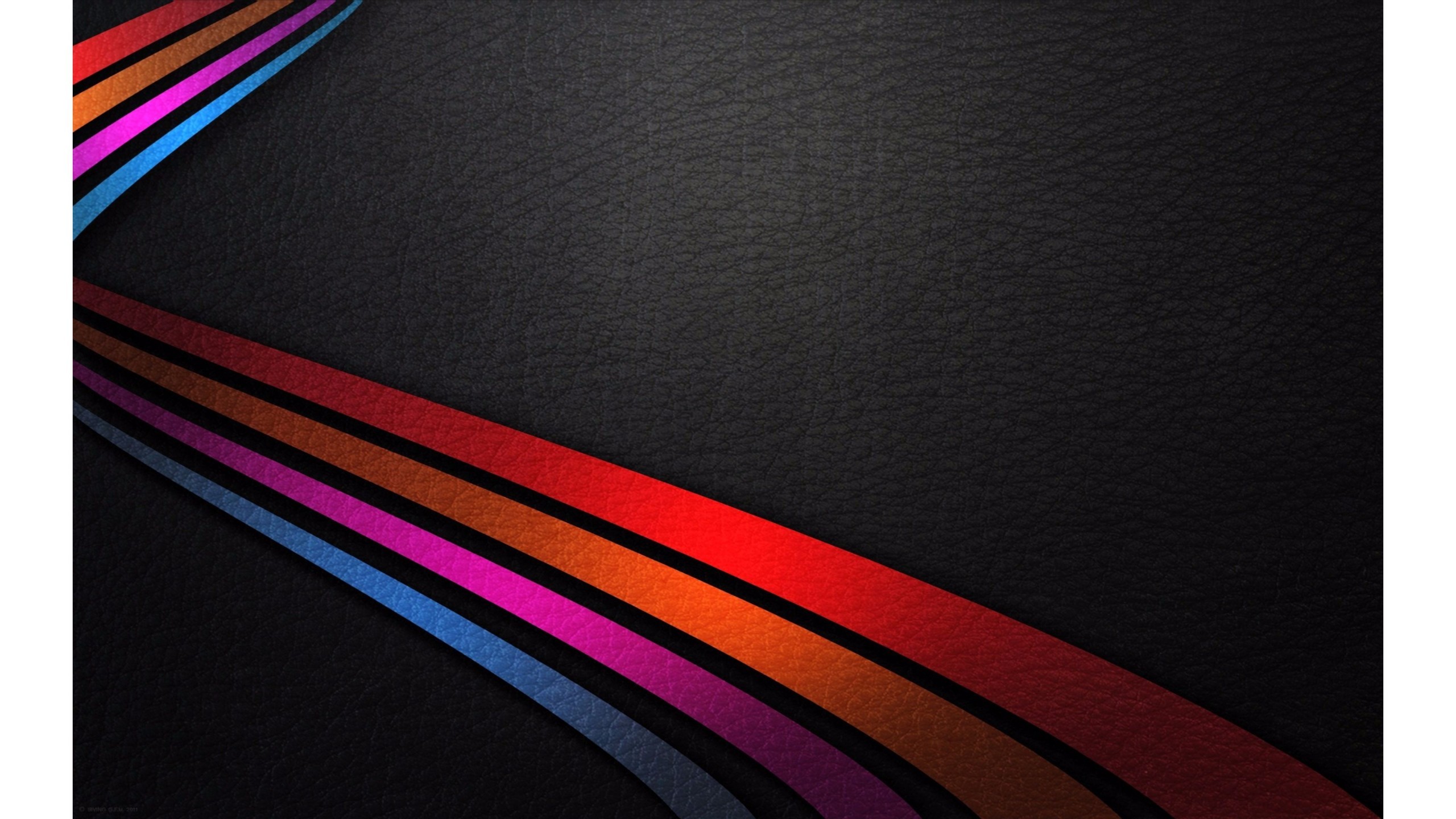 Strisce colorate, Curve, Sfondo nero, 2K, wallpaper per portatile