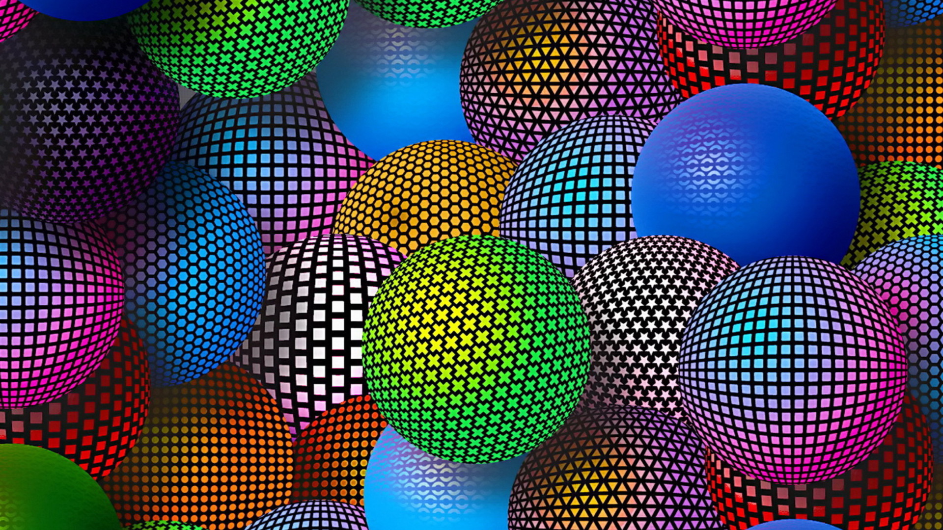 Sfere a rete, Colori, 3D, Astratto, Full HD, sfondo per desktop