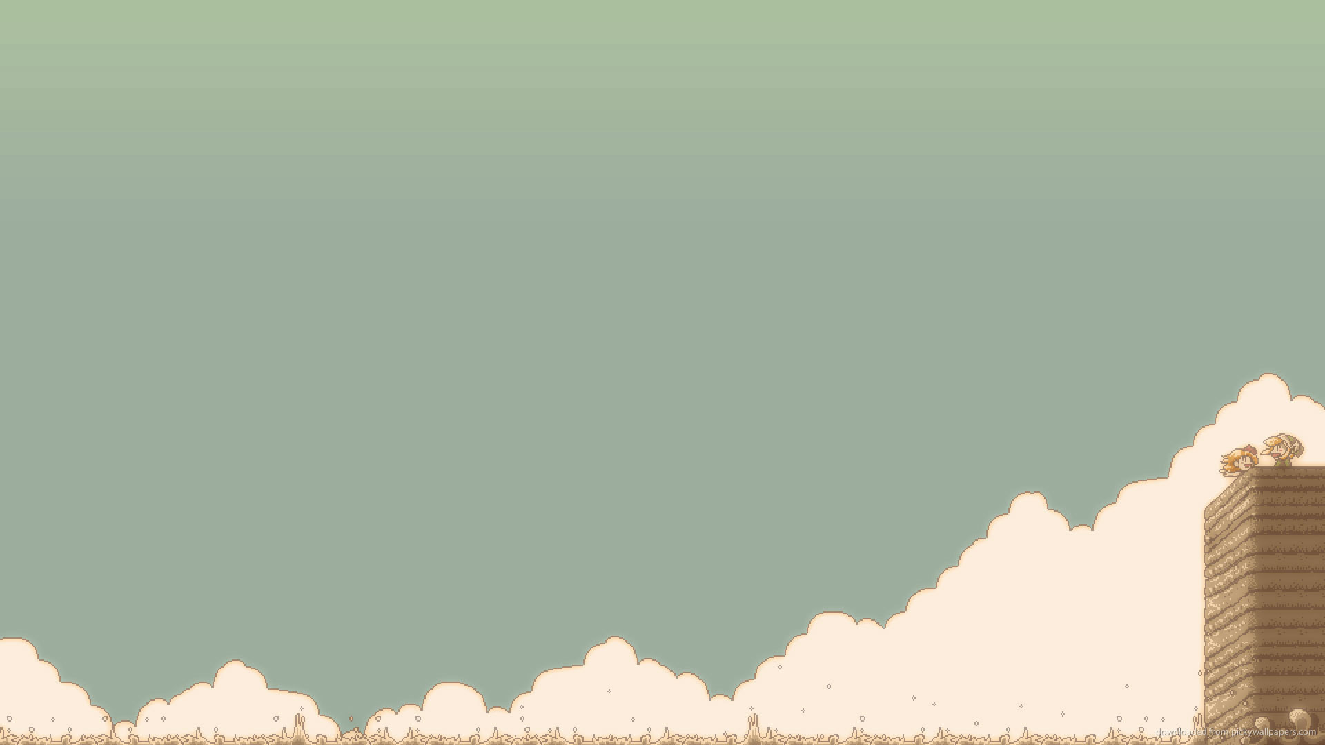 Pixel art, Nuvole, Minimalista, Toni pastello, Full HD, sfondo per portatile