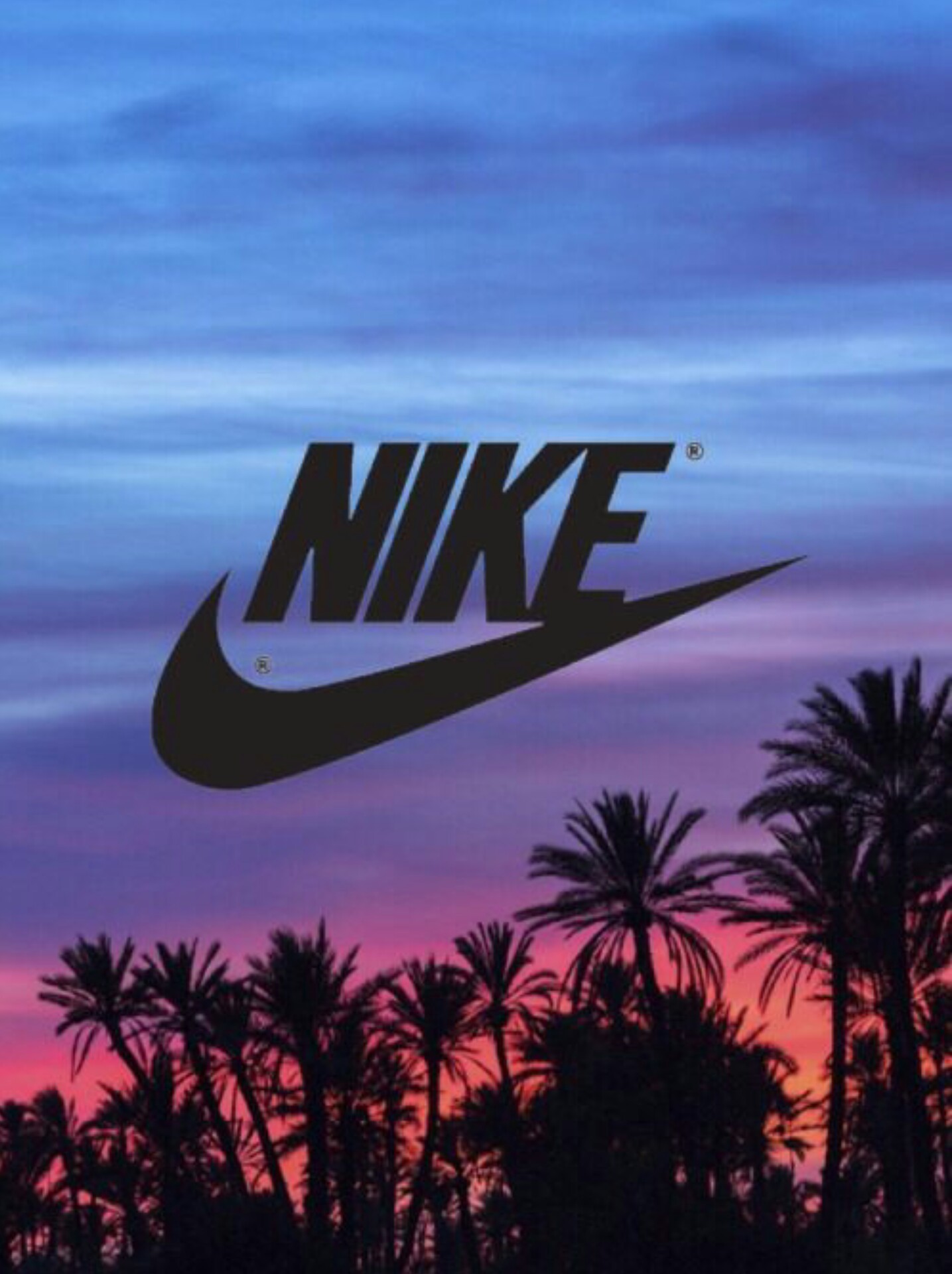 Nike, Logo, Palme, Tramonto, sfondo per iPad e tablet