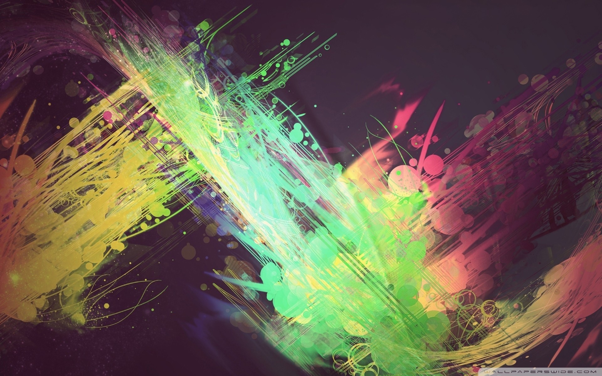 Arte astratta, Pennellate, Verde neon, Colori vivaci, Full HD, sfondo per PC