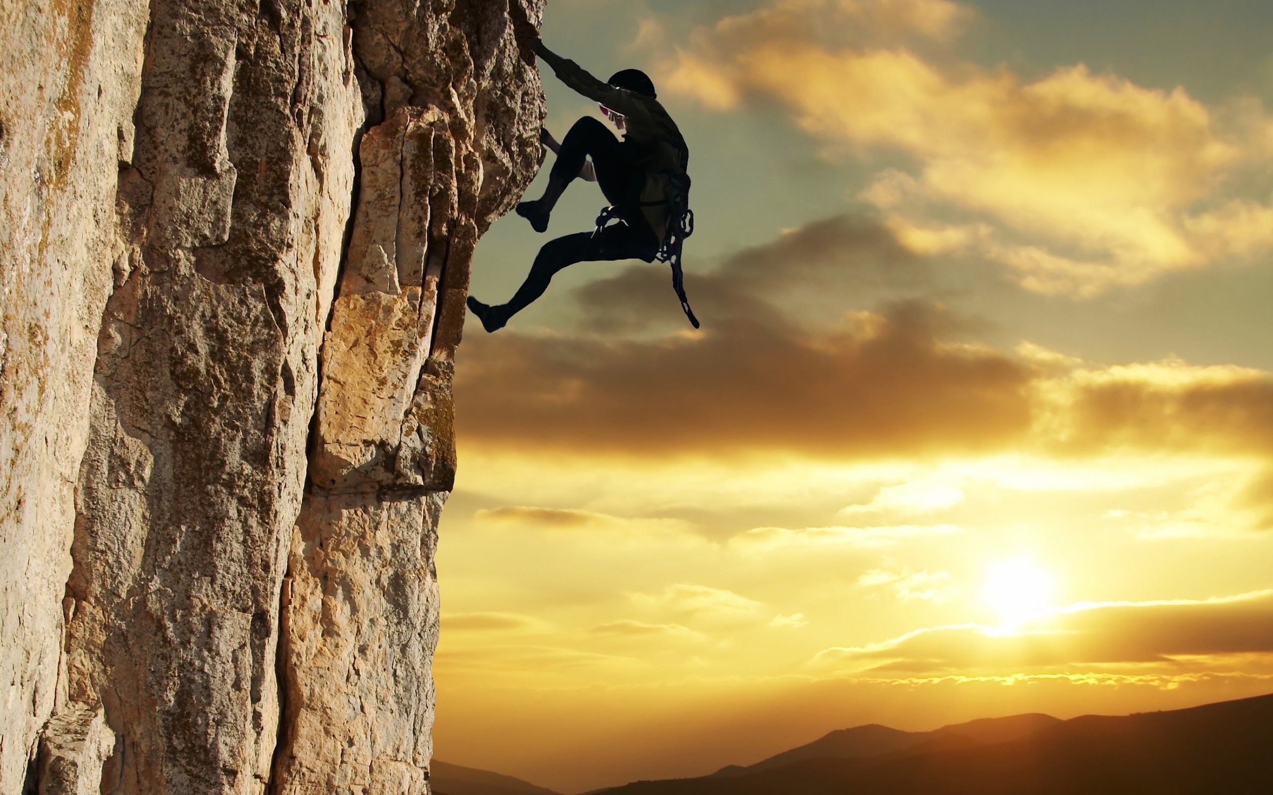 Arrampicata, Parete rocciosa, Tramonto, 2560x1600, immagine di sfondo