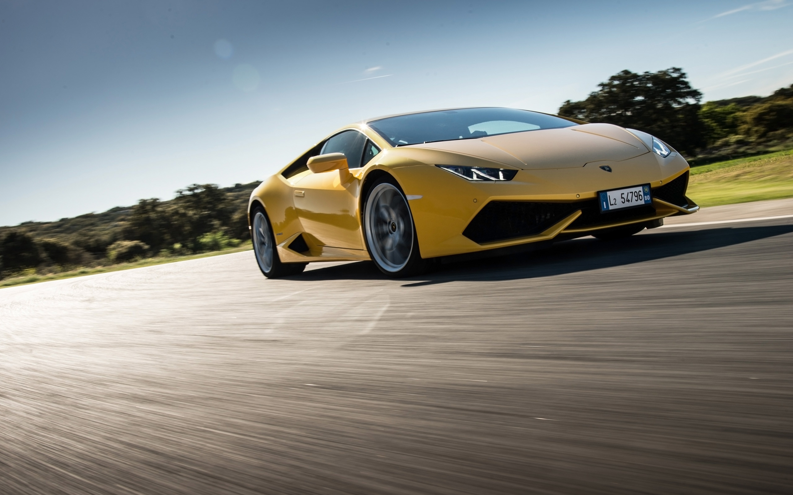 Lamborghini Huracán, Giallo, Strada, Mosso, 2560x1600, sfondo per PC