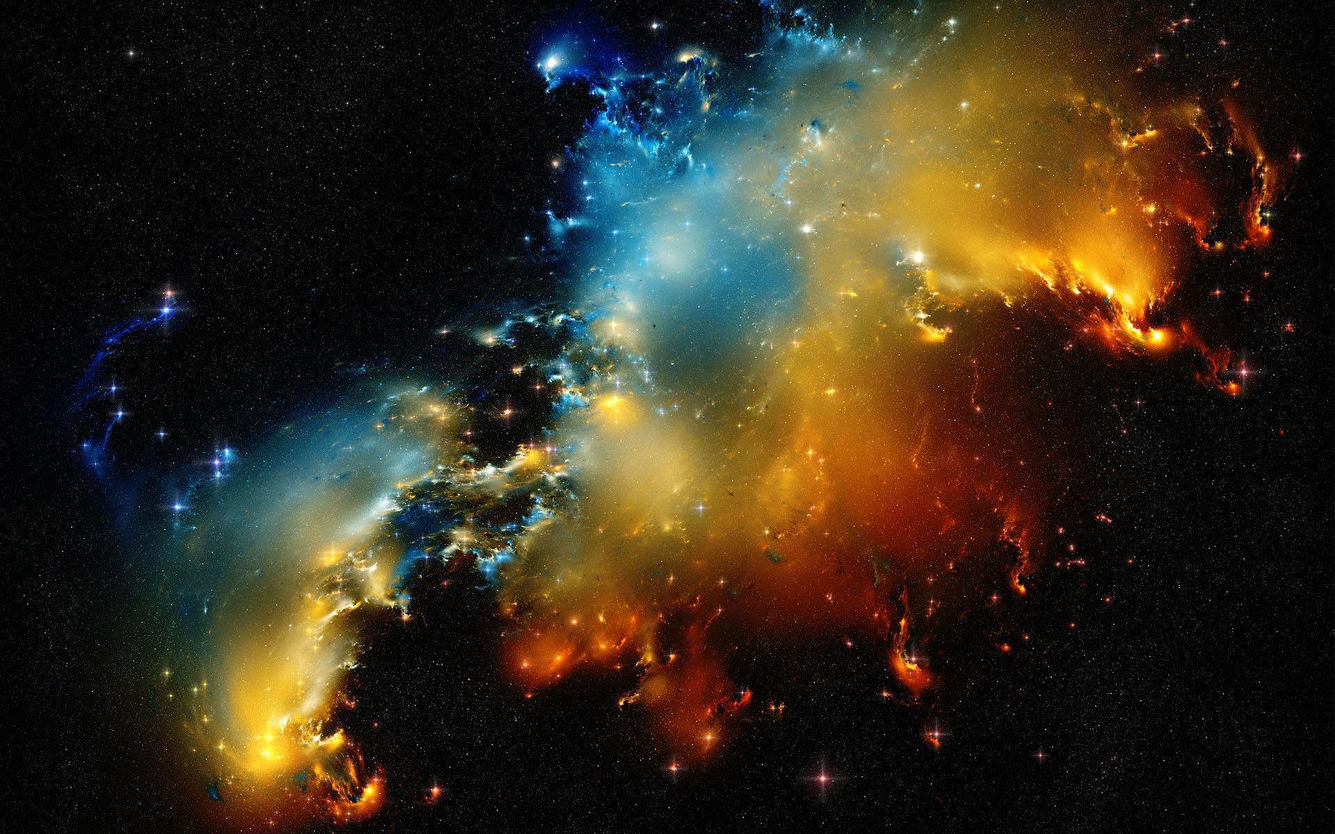 Nebulosa, Spazio profondo, Arancione e blu, 1920x1200, sfondo per PC