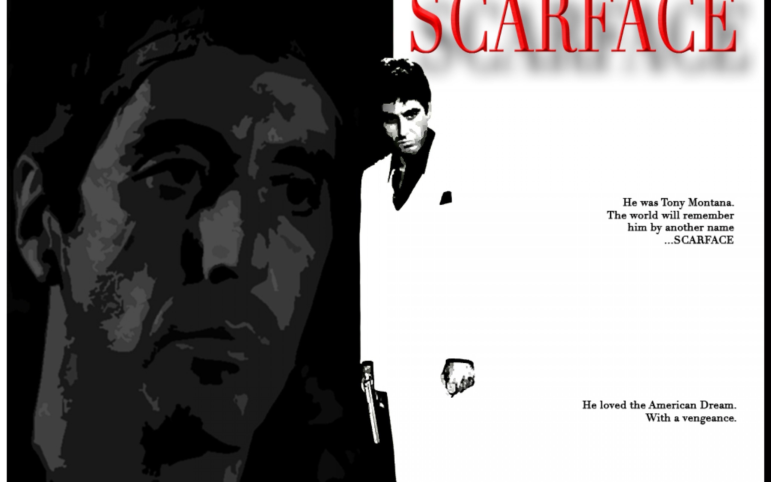 Scarface, Tony Montana, Al Pacino, Locandina, Bianco e nero, 2560x1600, wallpaper desktop