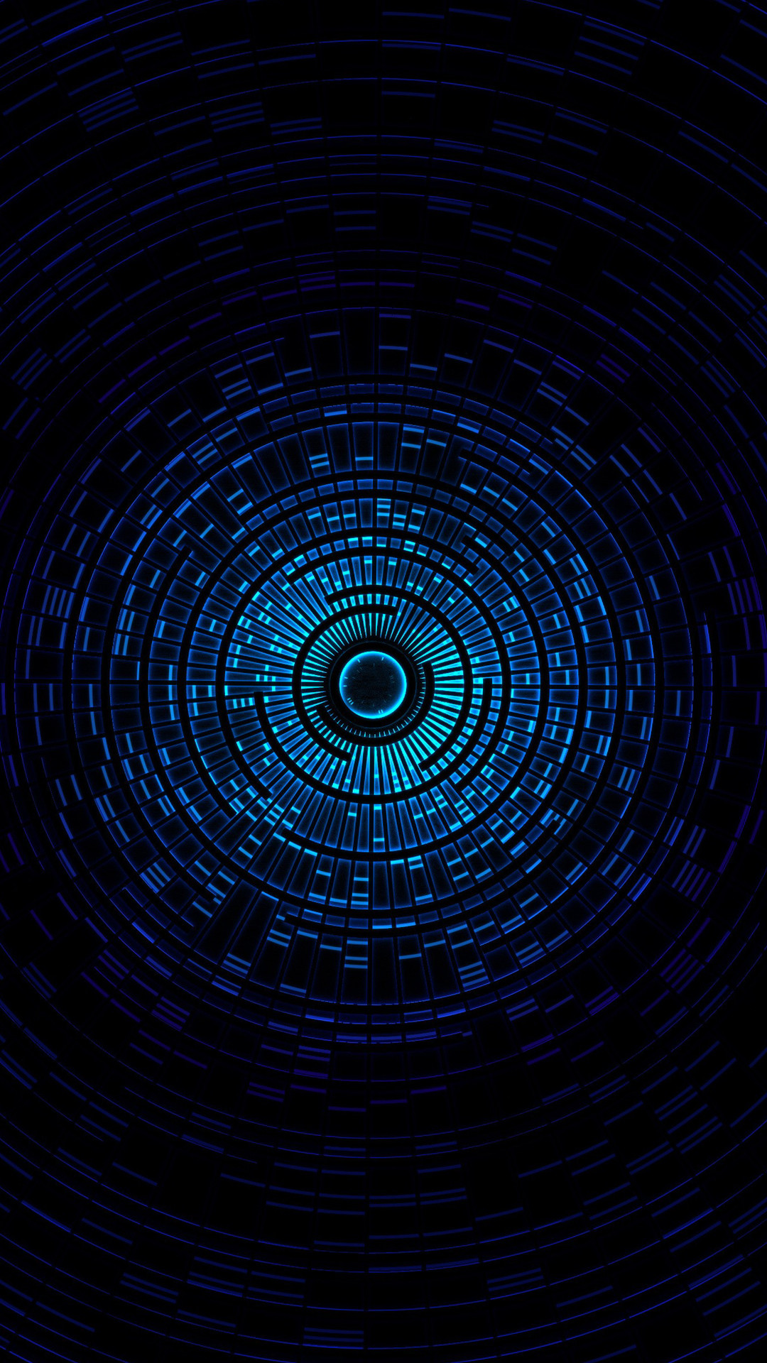 Spirale, Cerchi concentrici, Blu, Sfondo nero, schermata di blocco Android
