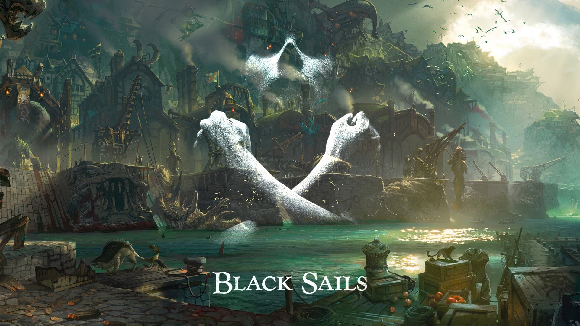 Black Sails, Logo, Nassau, Teschio, Concept art, 16:9 Full HD, sfondo widescreen
