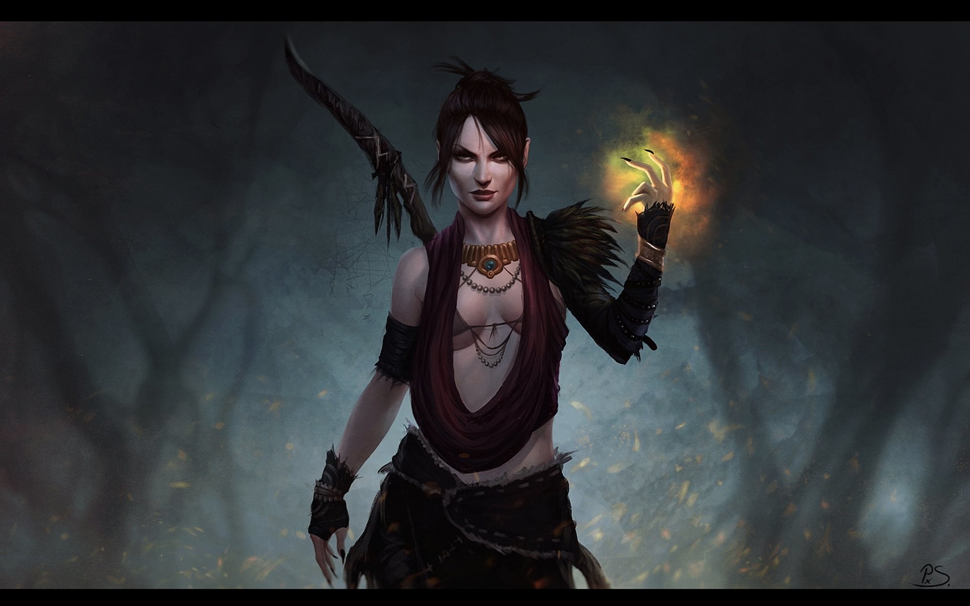 Morrigan, Dragon Age: Origins, Strega, Magia, Bastone, 1920x1200, sfondo per PC