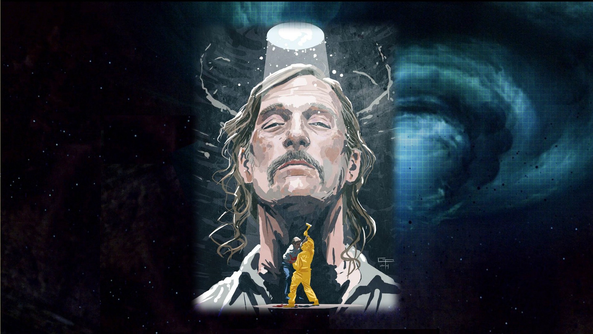 Rust Cohle, True Detective, Illustrazione, Vortice, 1920x1080, immagine di sfondo