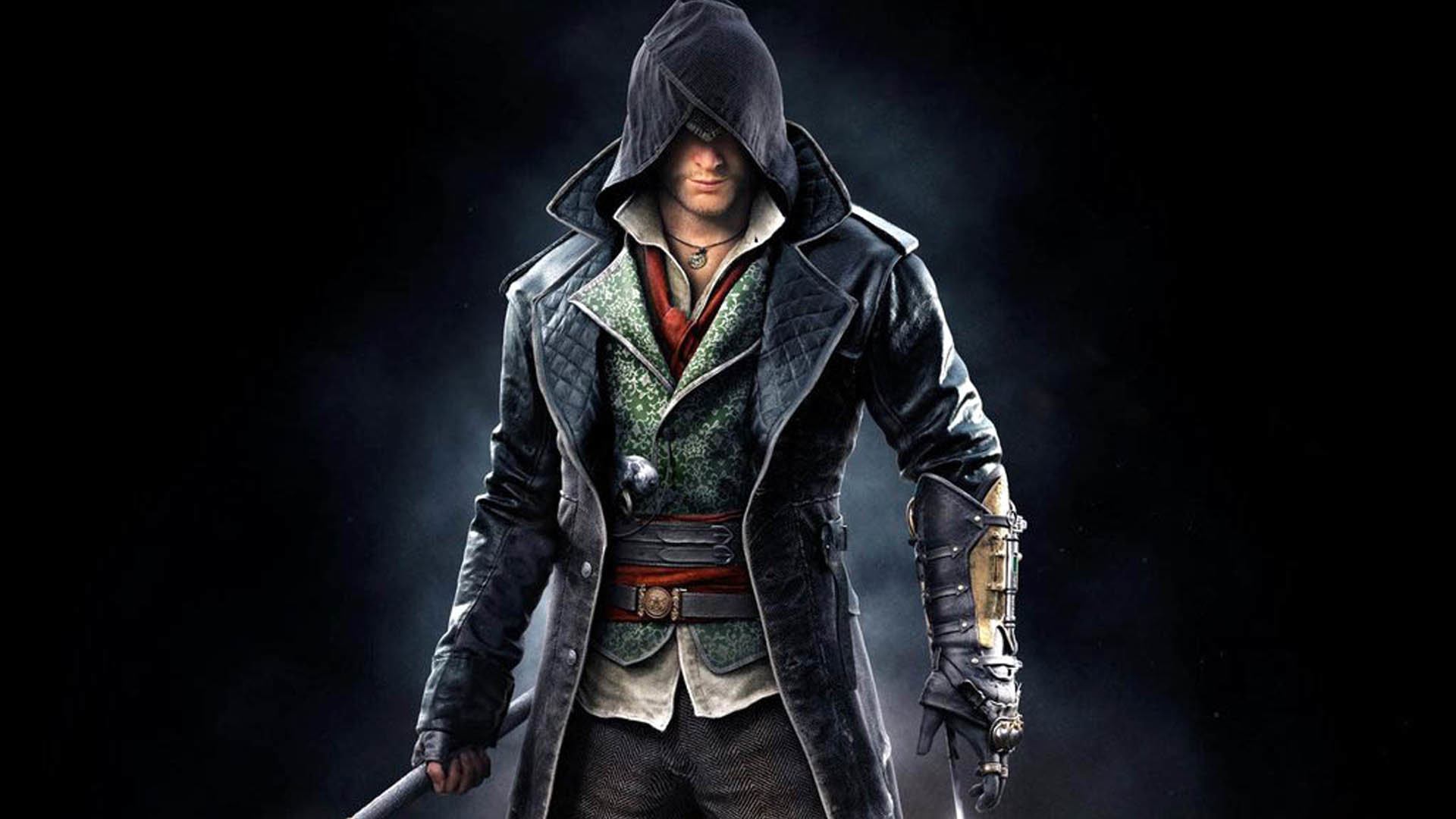 Jacob Frye, Assassin's Creed Syndicate, Cappuccio, Sfondo nero, Full HD, wallpaper per computer