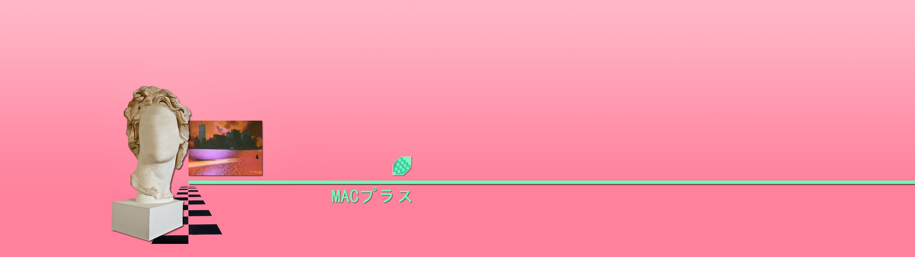 Vaporwave, Busto classico, Minimalista, Rosa, 3840x1080, sfondo per PC