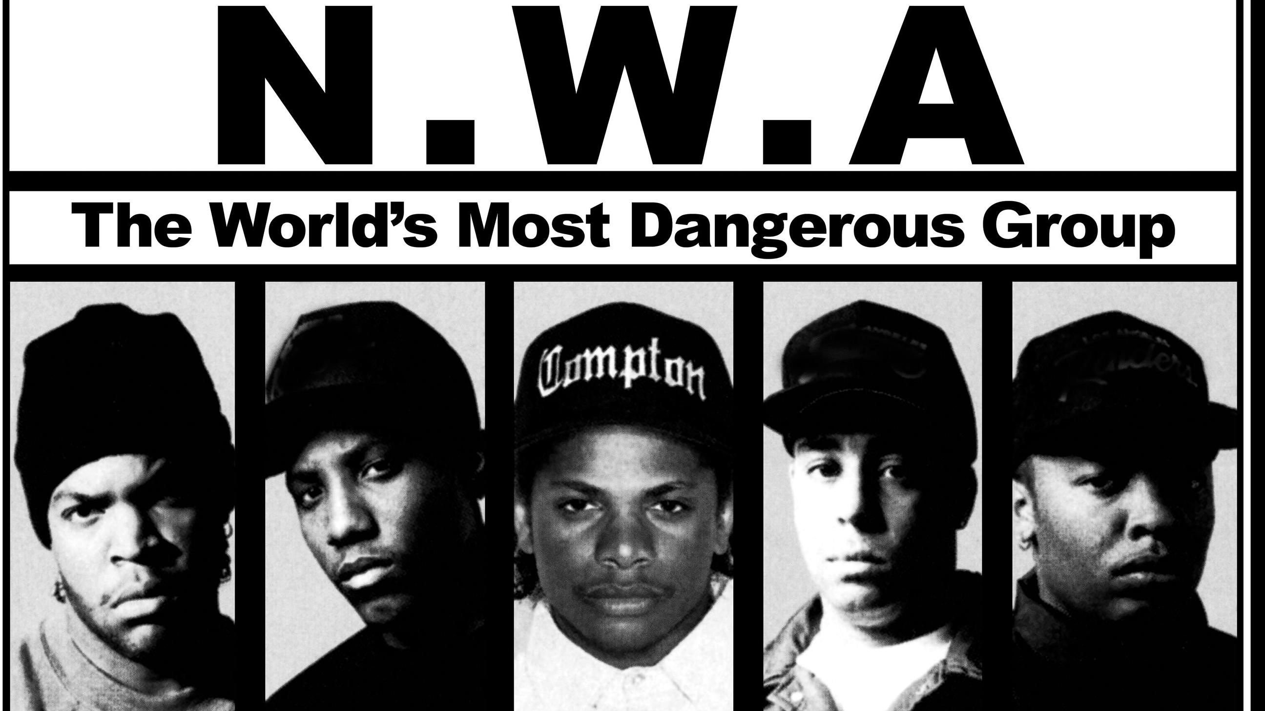 N.W.A, The World's Most Dangerous Group, Ice Cube, Eazy-E, Dr. Dre, Bianco e nero, wallpaper desktop