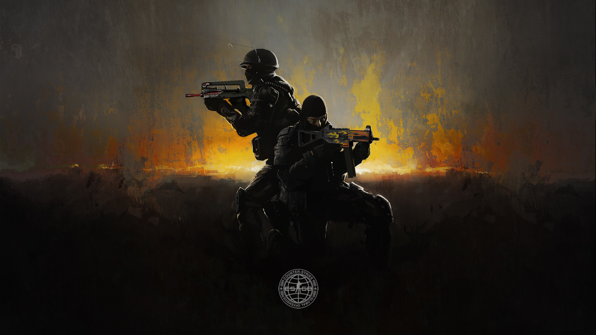 Counter-Strike: Global Offensive, Soldati, Silhouette, Fuoco, Full HD, sfondo Windows 11