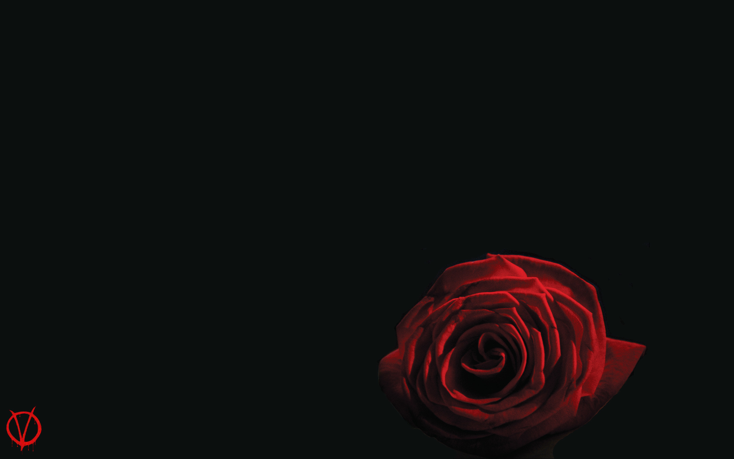 V per Vendetta, Rosa rossa, Simbolo V, Sfondo nero, 16:10 2K, wallpaper widescreen