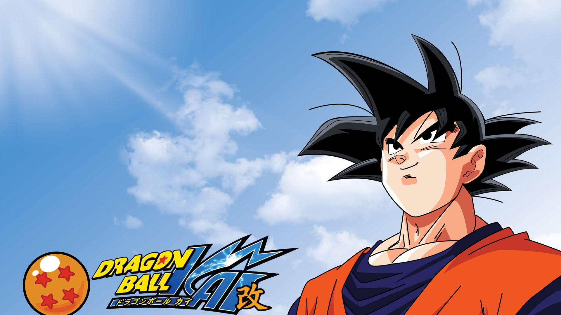 Son Goku, Dragon Ball Kai, Sfera del Drago, Cielo azzurro, Nuvole, sfondo desktop 1920x1080