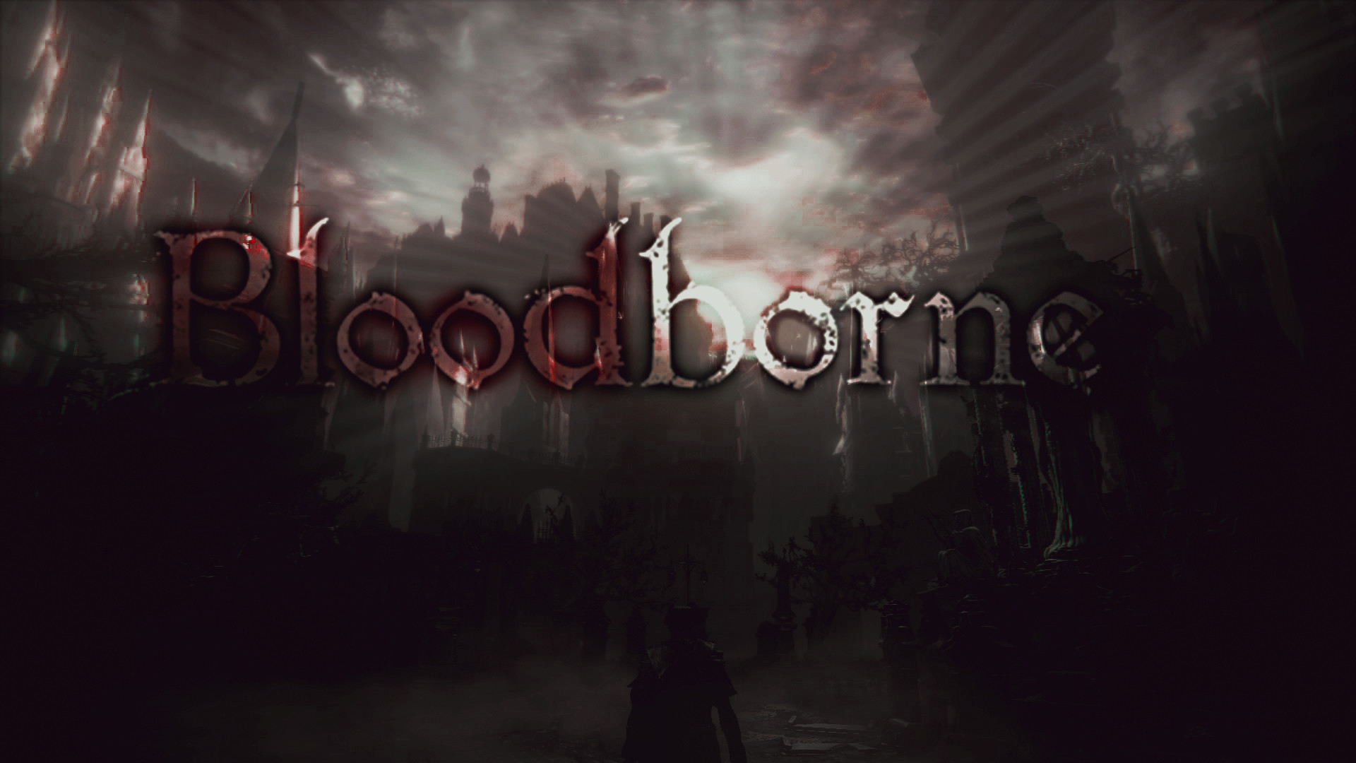 Bloodborne, Logo, Toni rossi, Città gotica, Full HD, sfondo per portatile