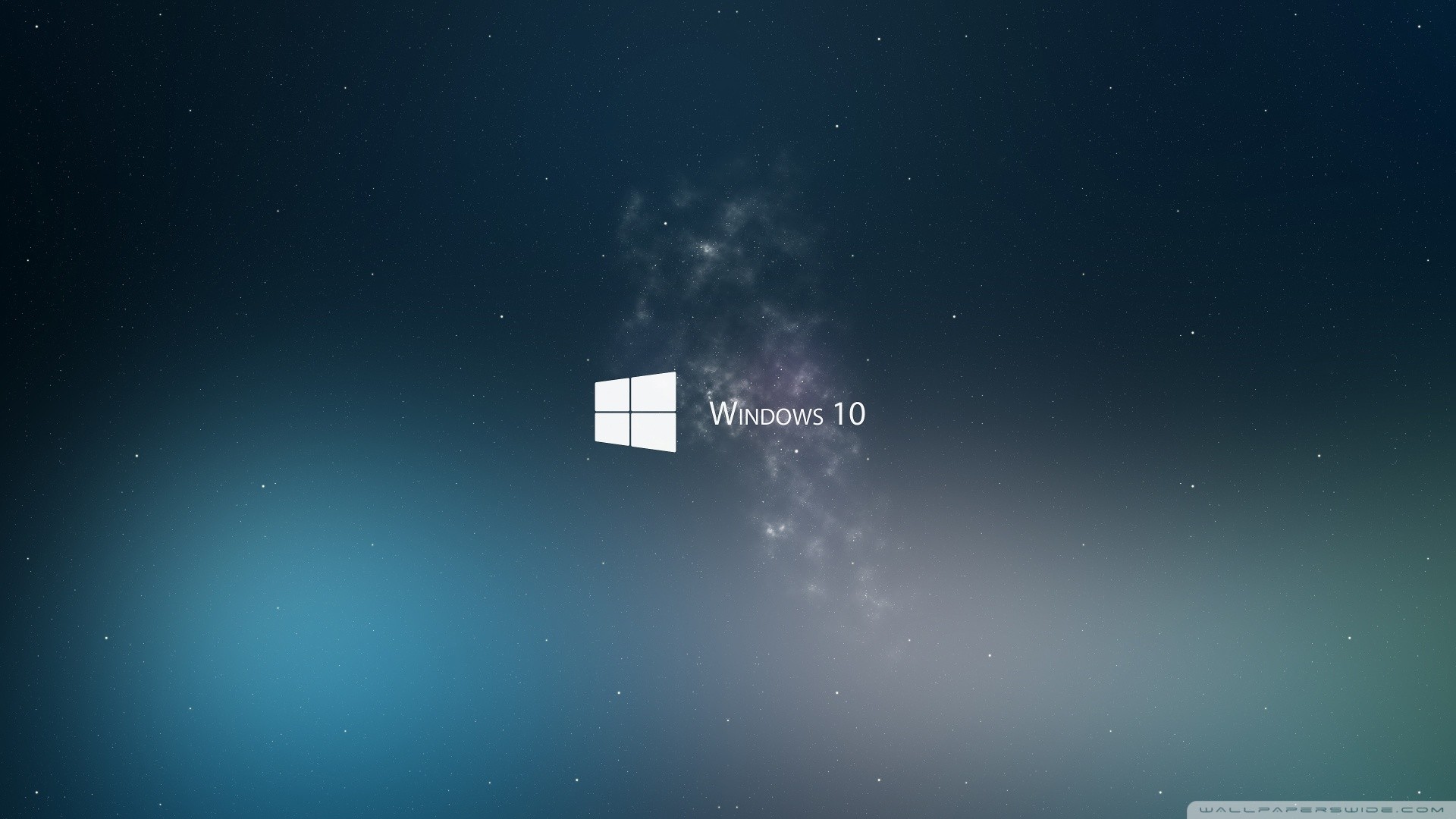 Windows 10, Logo Windows, Nebulosa, Verde acqua, 1920x1080, sfondo per PC