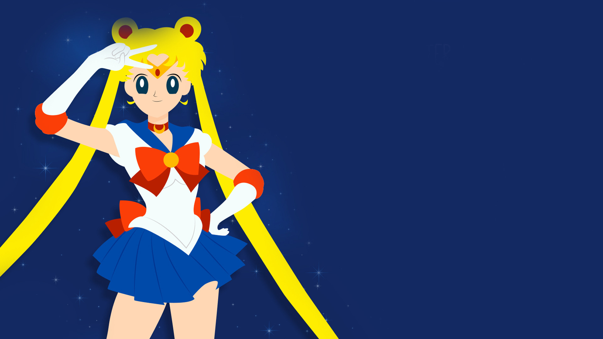 Sailor Moon, Usagi Tsukino, Sfondo blu, Minimalista, Full HD, wallpaper per portatile