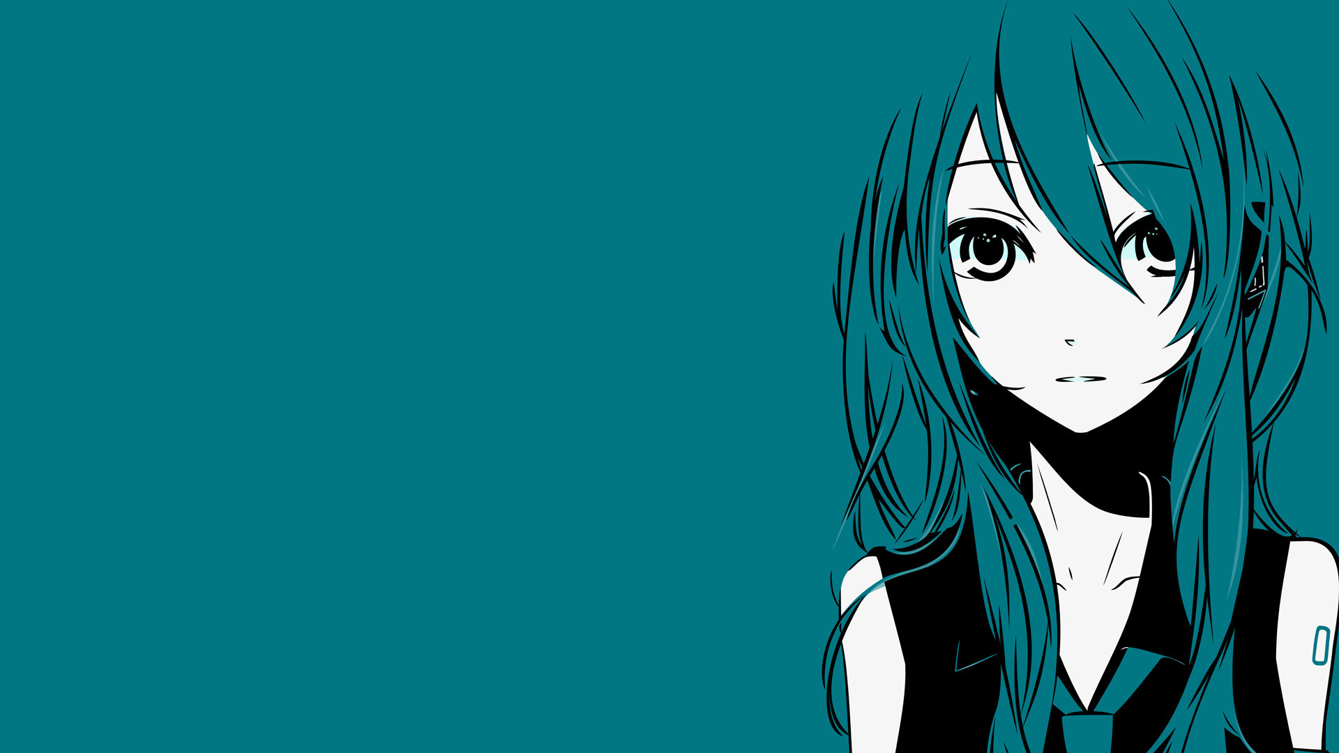 Hatsune Miku, Vocaloid, Turchese, Minimalista, Full HD 1080p, sfondo desktop