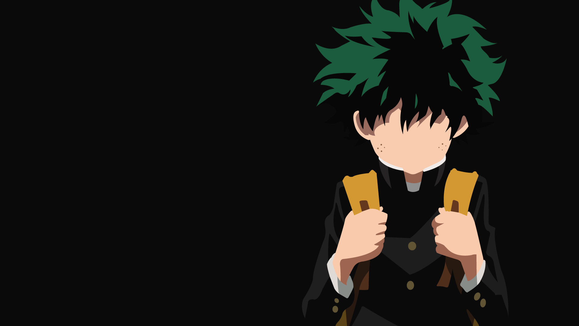 Izuku Midoriya, My Hero Academia, Minimalista, Sfondo nero, Silhouette, wallpaper 1920x1080