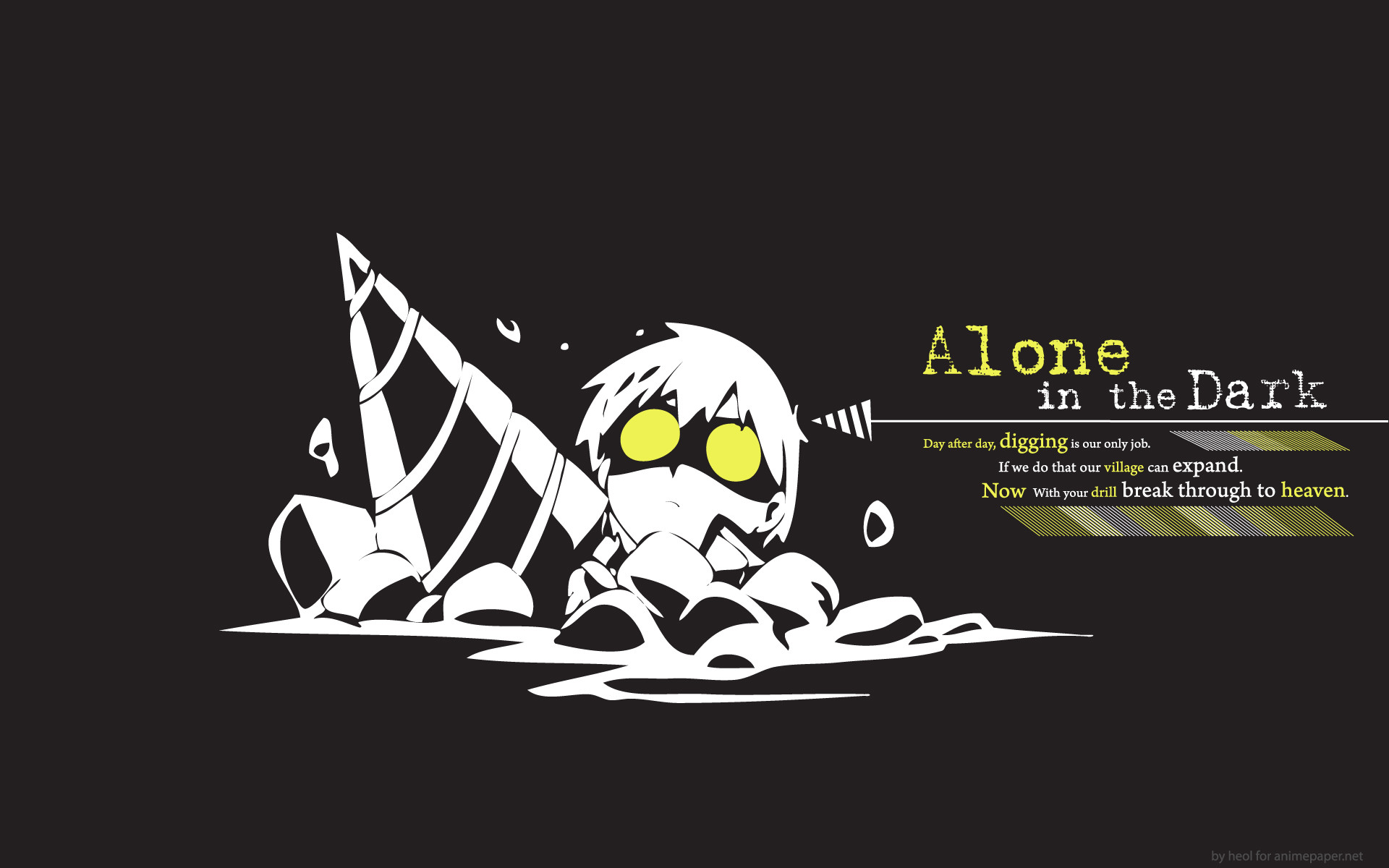 Simon, Gurren Lagann, Alone in the Dark, Bianco e nero, 1920x1200, sfondo MacBook Pro