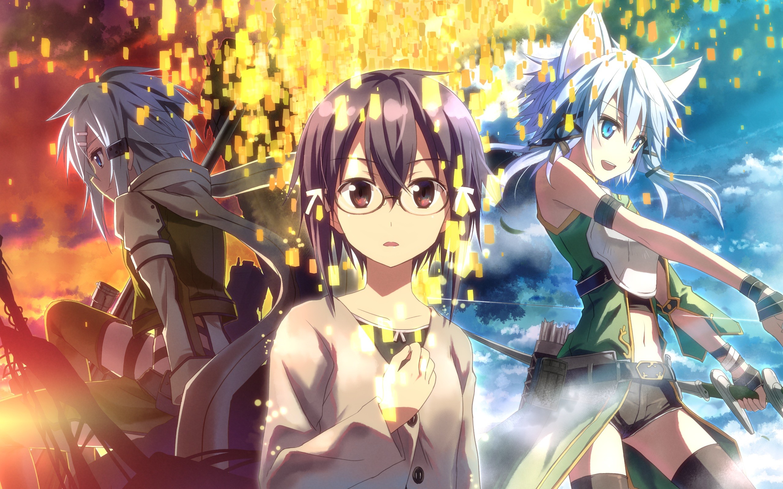 Sinon, Shino Asada, Sword Art Online, Doppio ritratto, 2560x1600, immagine di sfondo