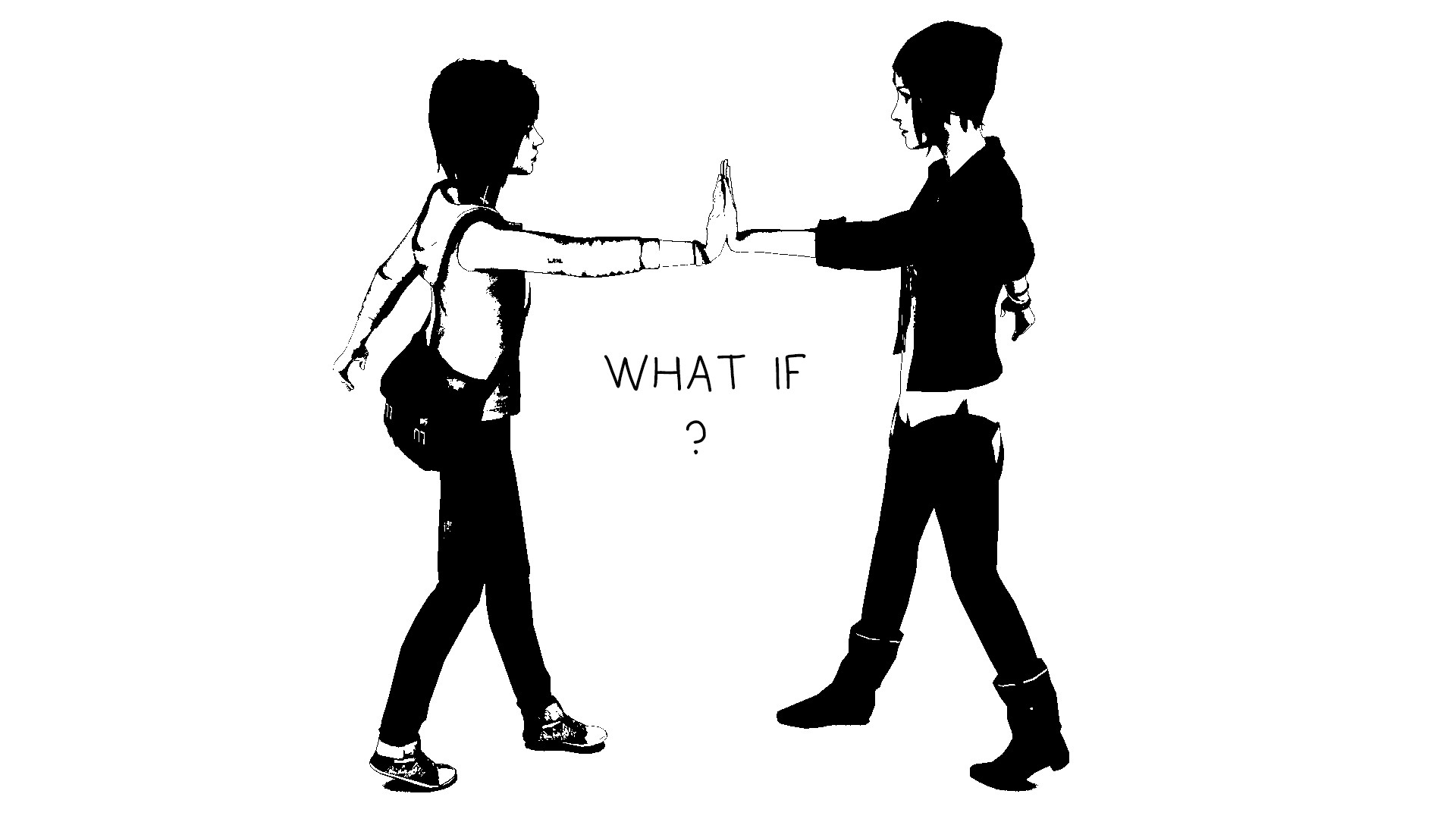 Max Caulfield, Chloe Price, Life is Strange, What If, Bianco e nero, Silhouette, sfondo 1080p