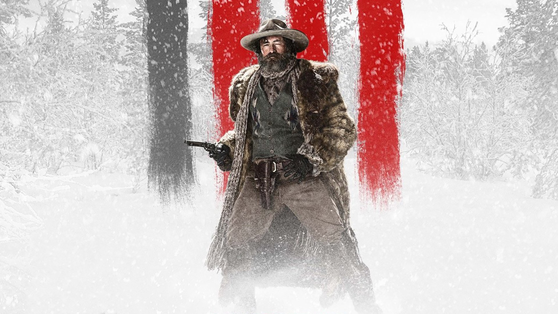 The Hateful Eight, Locandina, Strisce rosse, Pistola, Neve, Full HD, sfondo per portatile
