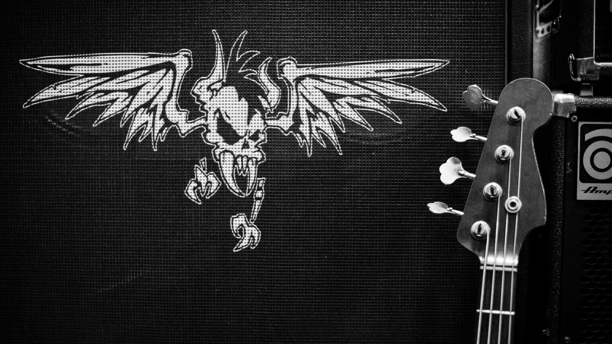 Metallica, Teschio alato, Basso, Bianco e nero, Full HD, sfondo desktop