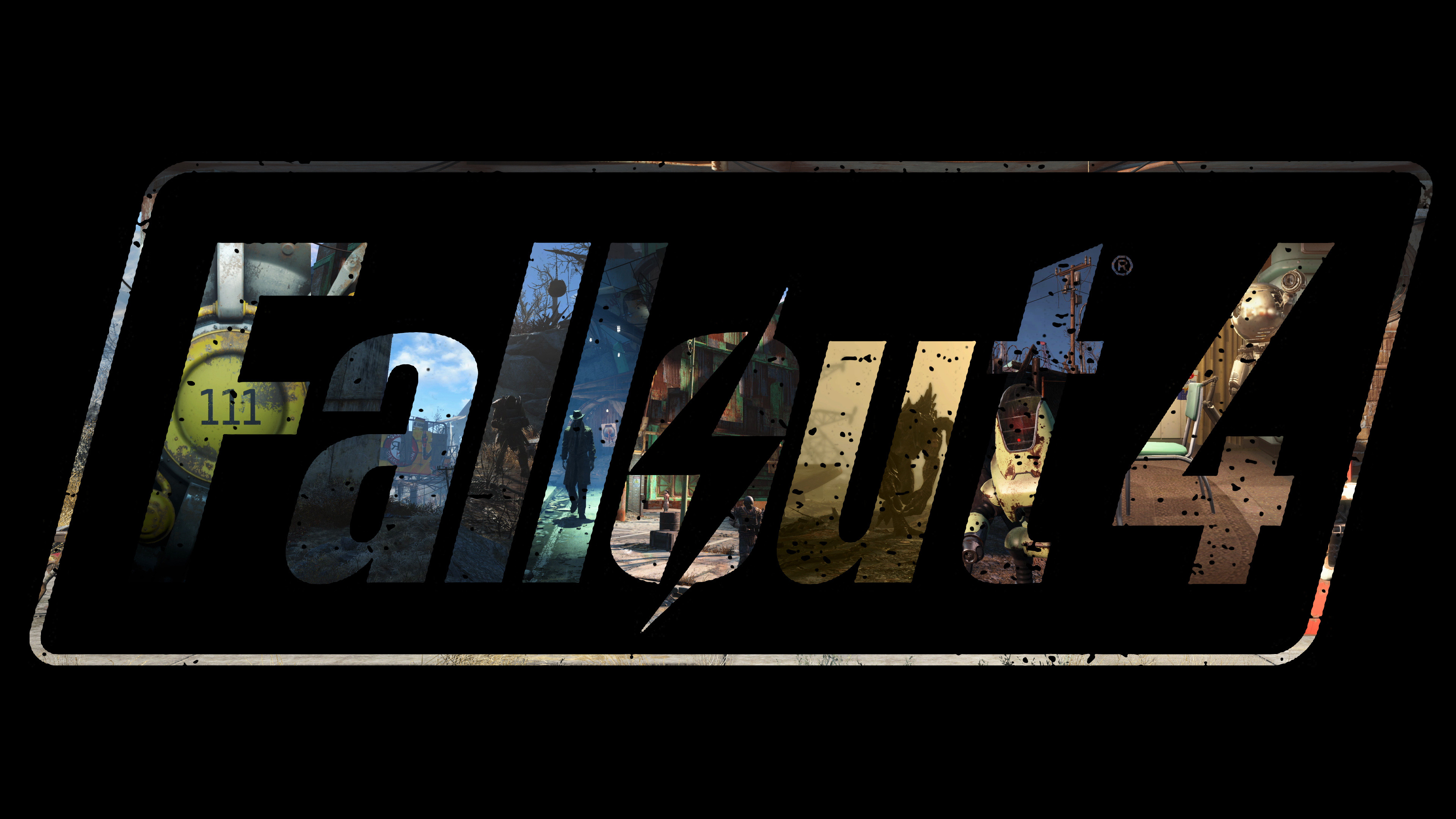 Fallout 4, Logo, Sfondo nero, 4K, wallpaper desktop