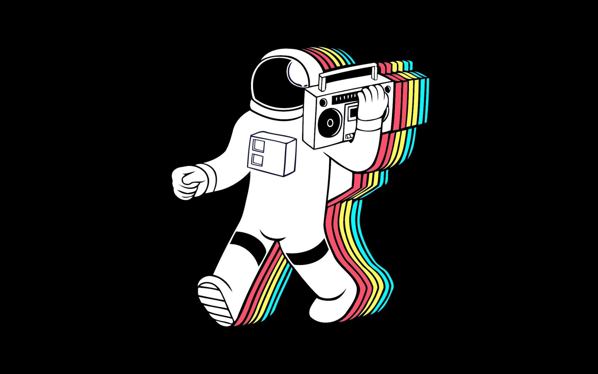 Astronauta, Stereo portatile, Arcobaleno, Illustrazione, 1920x1200, sfondo MacBook Pro