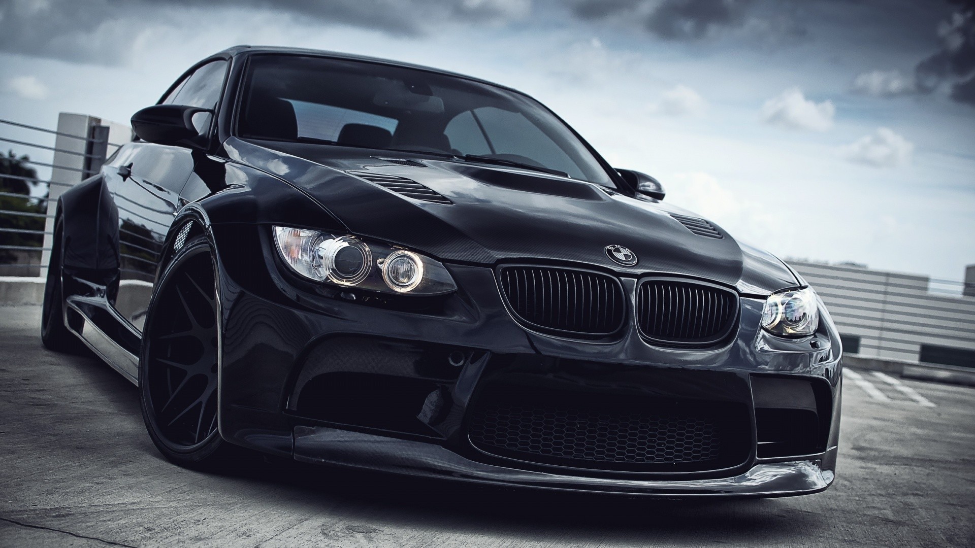 BMW M3 (E92), BMW, Nero, Wide body, Cielo, 1920x1080, sfondo per PC