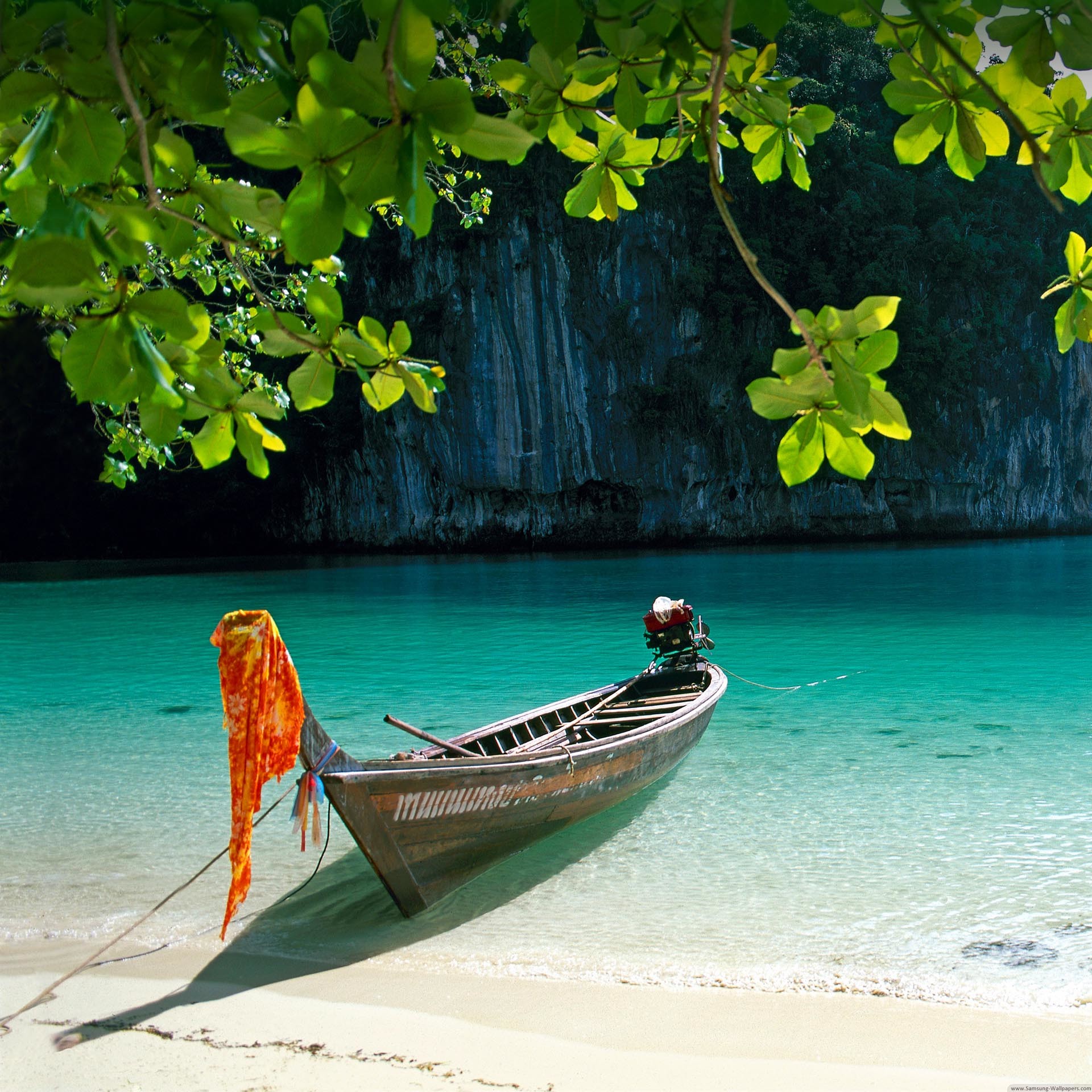 Boat and natural Lock Screen 1920x1920 Galaxy S4 Active Wallpaper HD, sfondo per Samsung