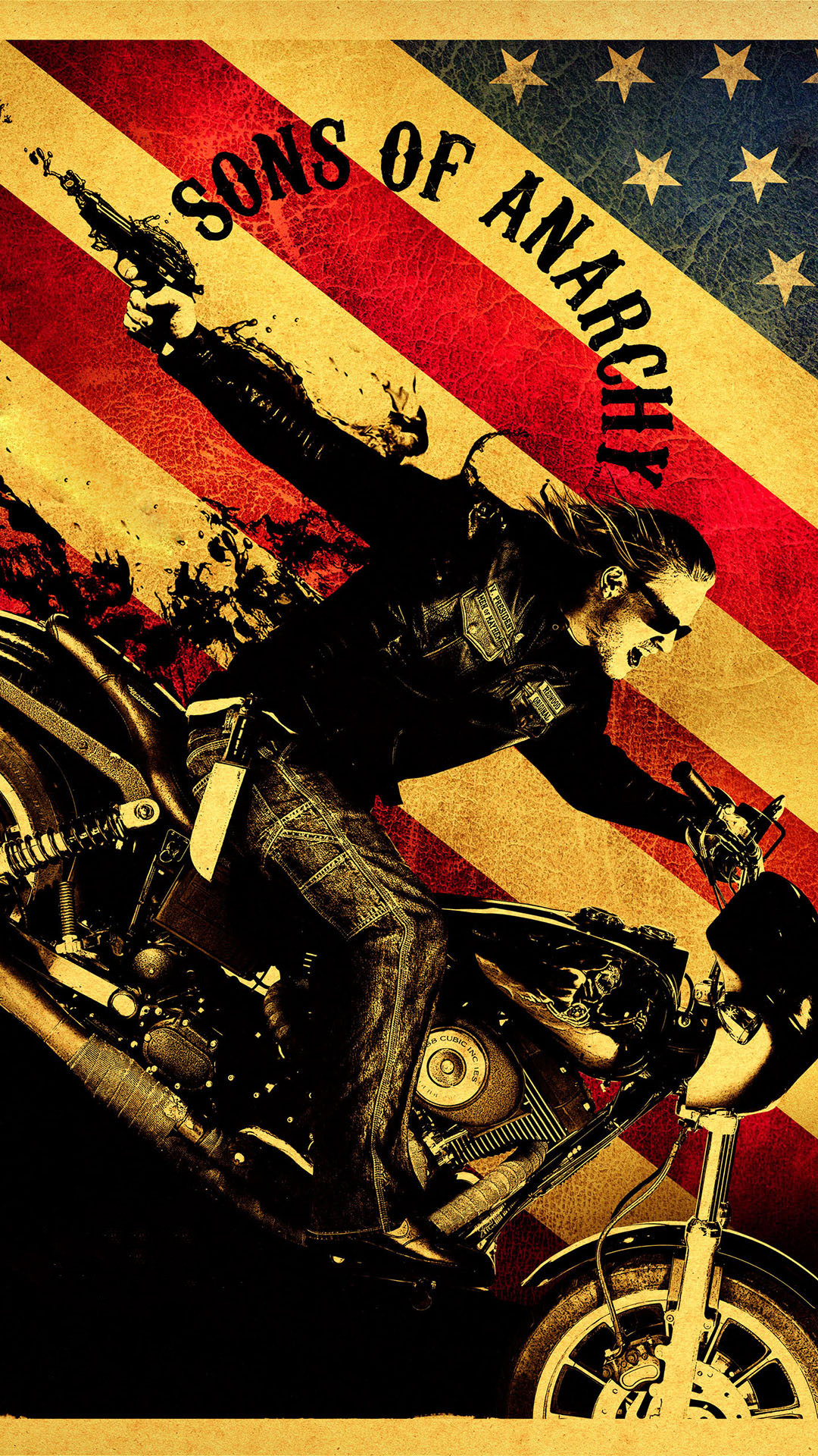 Sons of Anarchy, Jax Teller, Charlie Hunnam, Moto, Bandiera americana, schermata Home iPhone