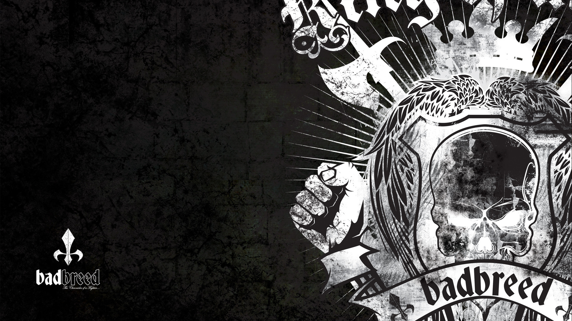 Badbreed, Logo, Teschio, Sfondo nero, Full HD, wallpaper per computer