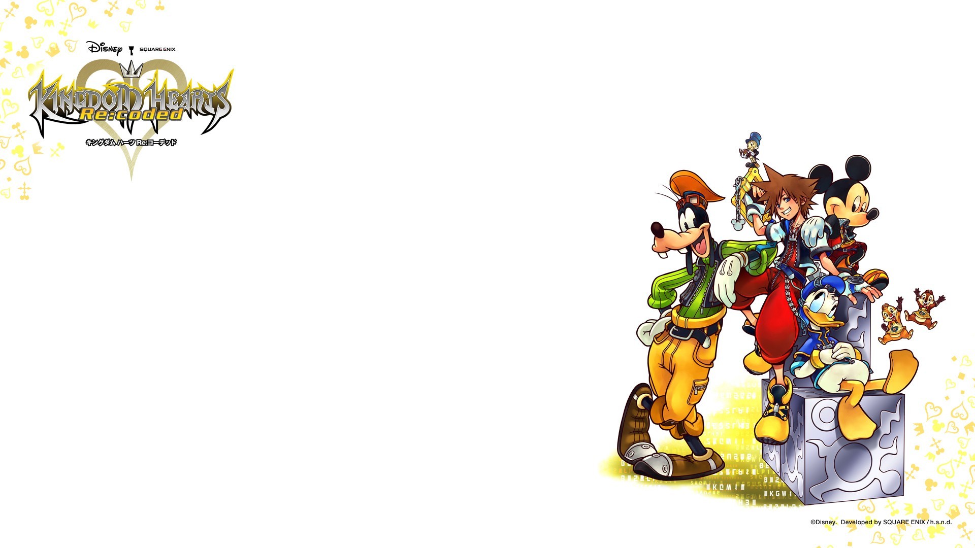 Kingdom Hearts, Sora, Topolino, Paperino, Pippo, Sfondo bianco, 1920x1080, wallpaper desktop