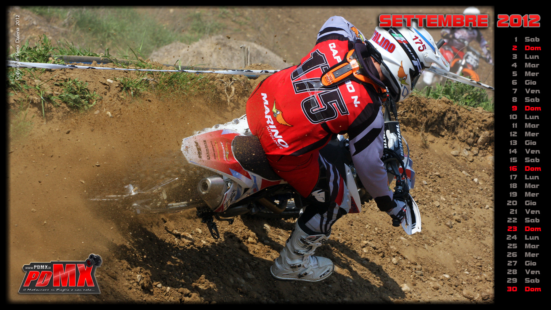 Motocross, Calendario, Settembre 2012, Curva, Polvere, Full HD, sfondo Windows 11