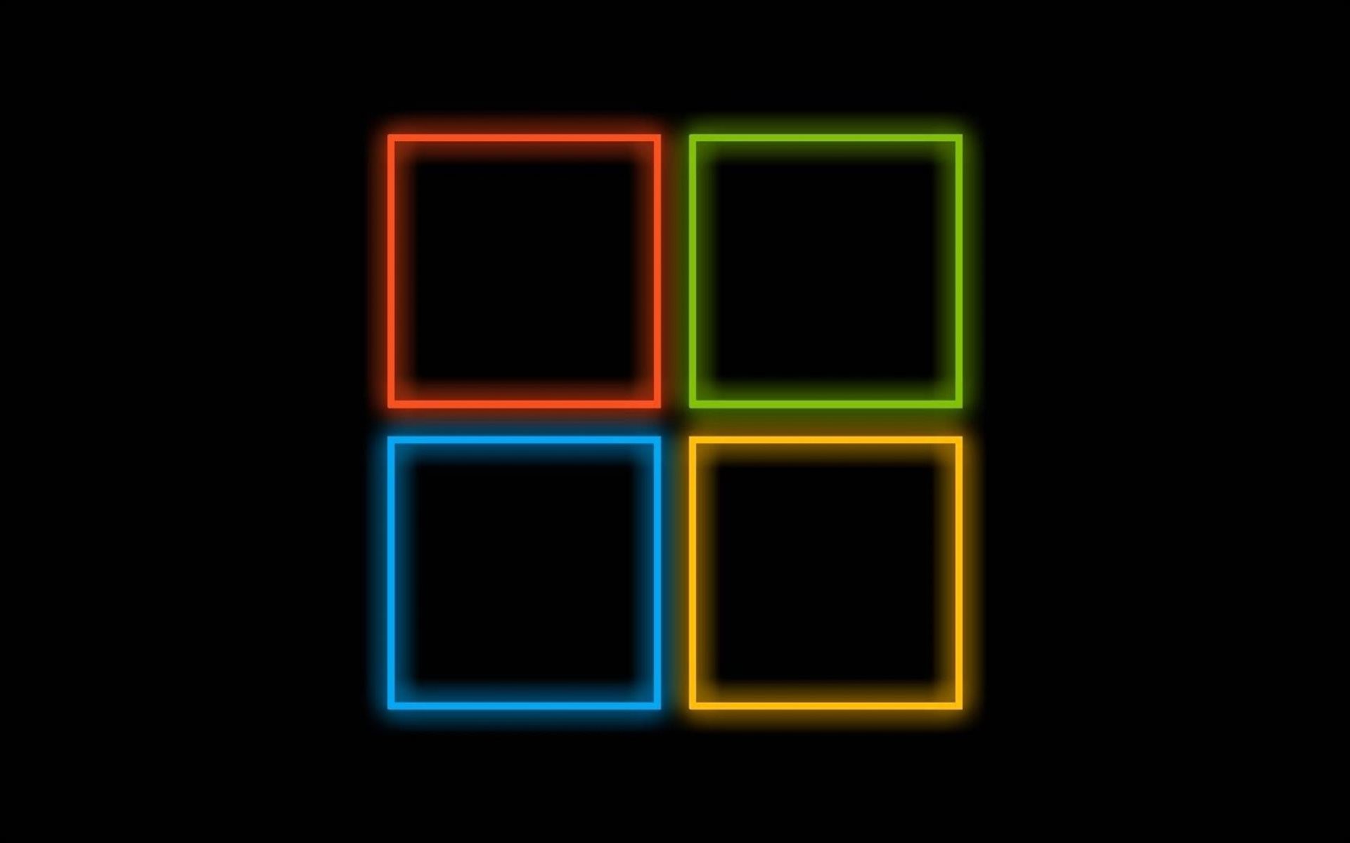 Logo Windows, Windows 10, Neon, Sfondo nero, 16:10 Full HD, wallpaper widescreen