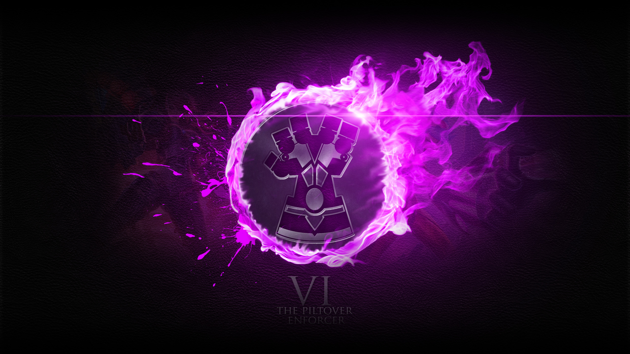 Vi, League of Legends, Simbolo, Fuoco viola, 2560x1440, sfondo per PC