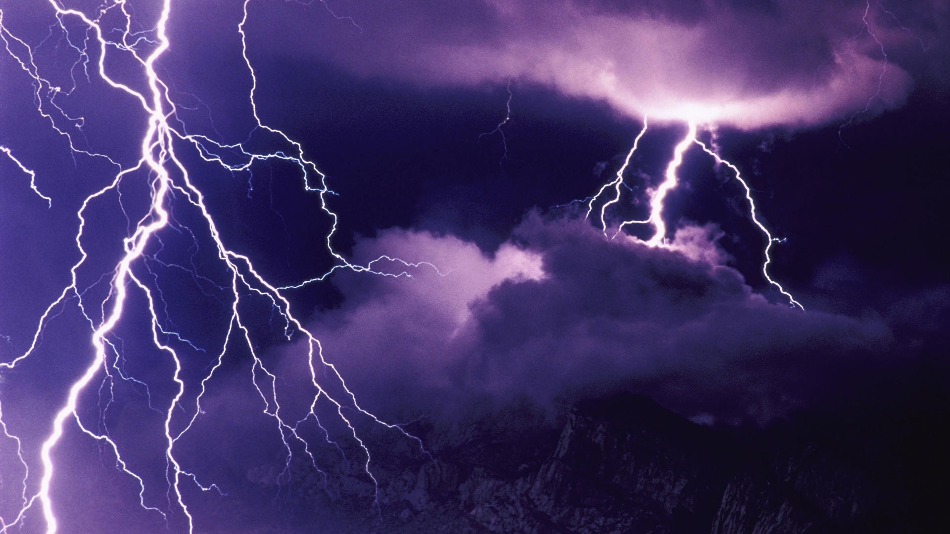 Fulmini, Temporale, Cielo viola, Tempesta, Full HD, wallpaper desktop