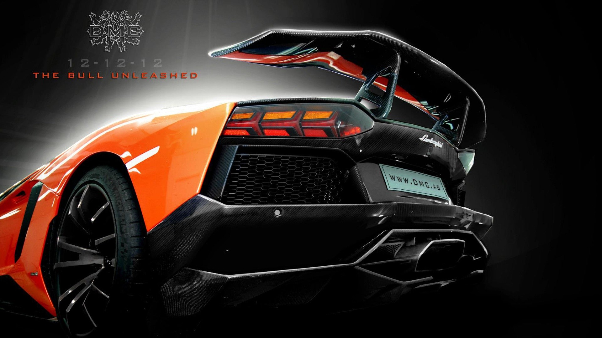 Lamborghini Aventador LP720-4 50° Anniversario, Alettone, Arancione, Vista posteriore, sfondo 1080p