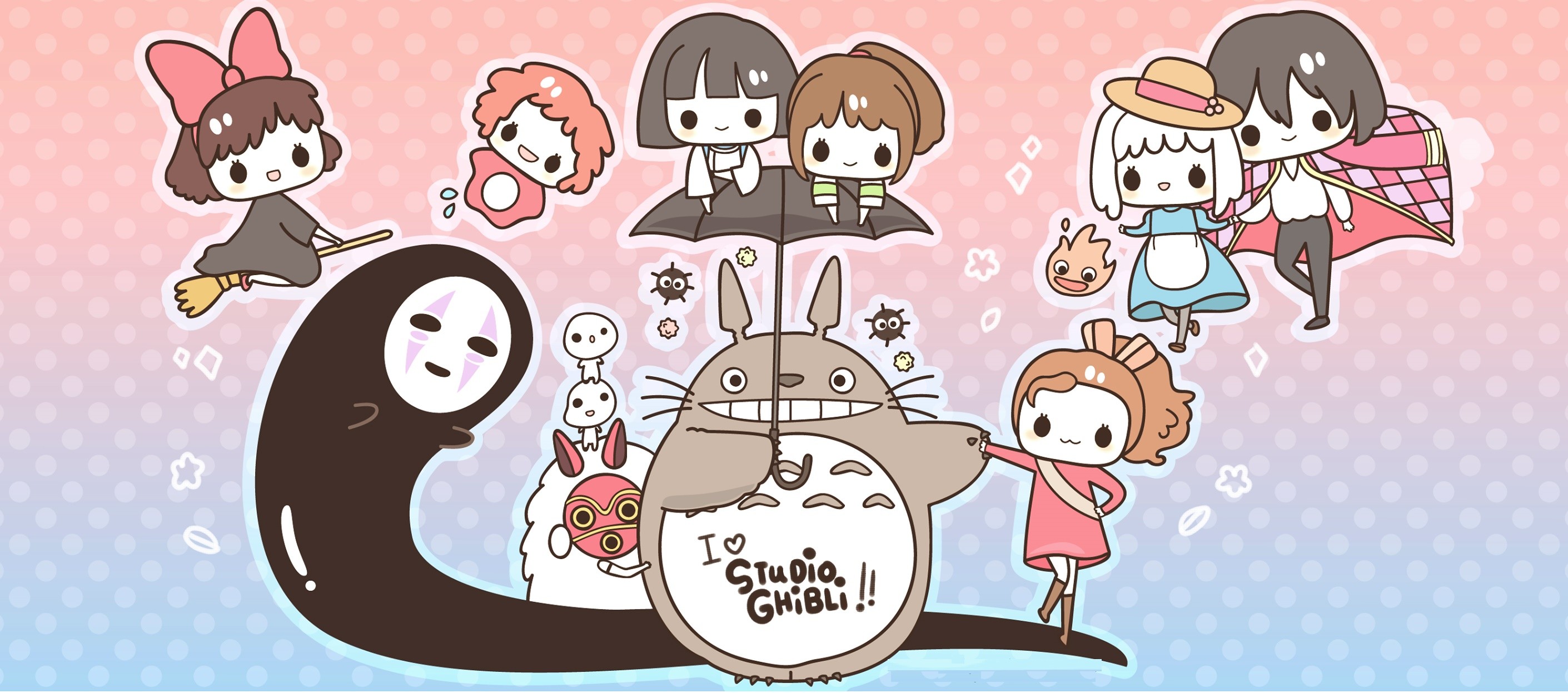 Studio Ghibli, Totoro, Senza Volto, Kiki, Chibi, Kawaii, 2K, sfondo per PC
