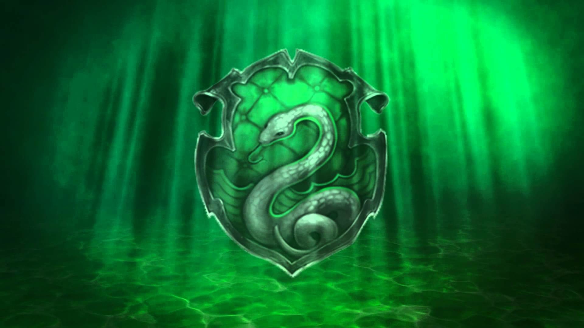 Stemma di Serpeverde, Serpeverde, Harry Potter, Subacqueo, Raggi di luce, Verde, sfondo 1080p