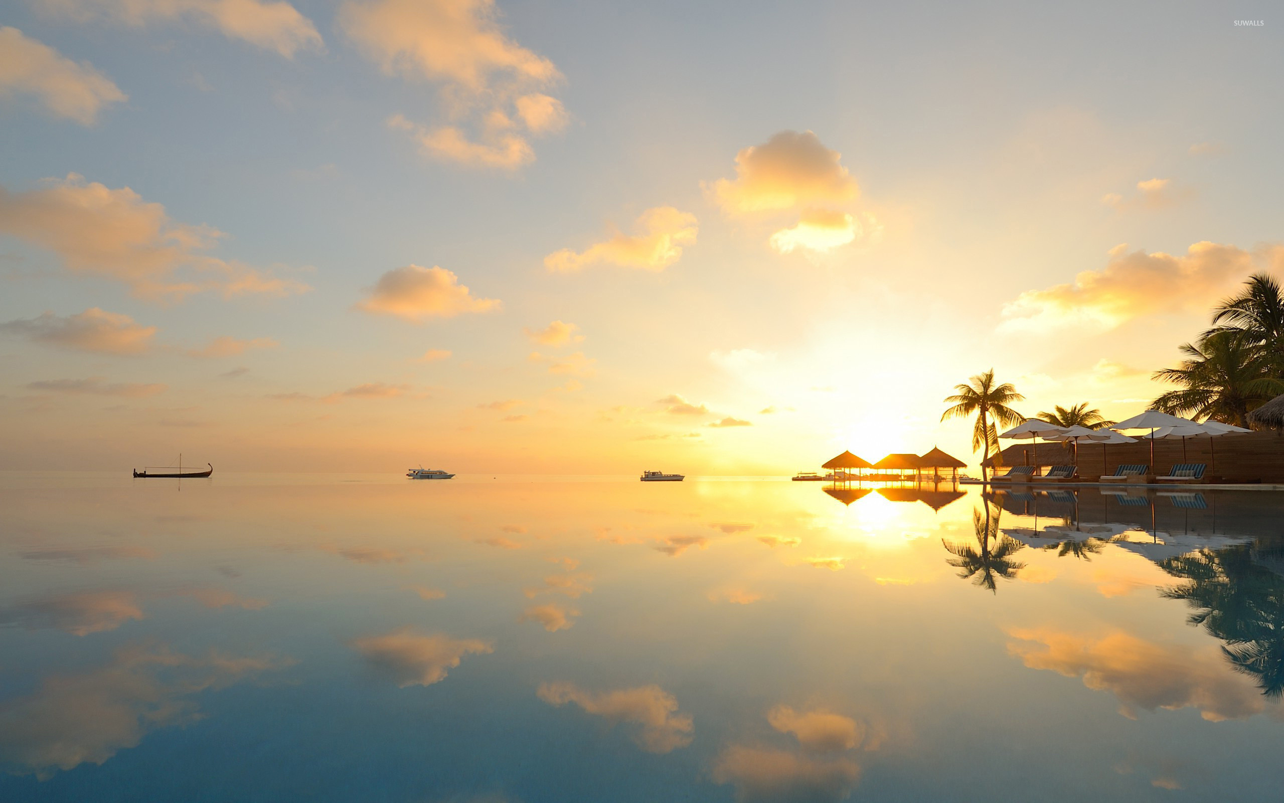 Hawaii, Tramonto, Mare calmo, Riflesso, 2560x1600, sfondo MacBook Pro