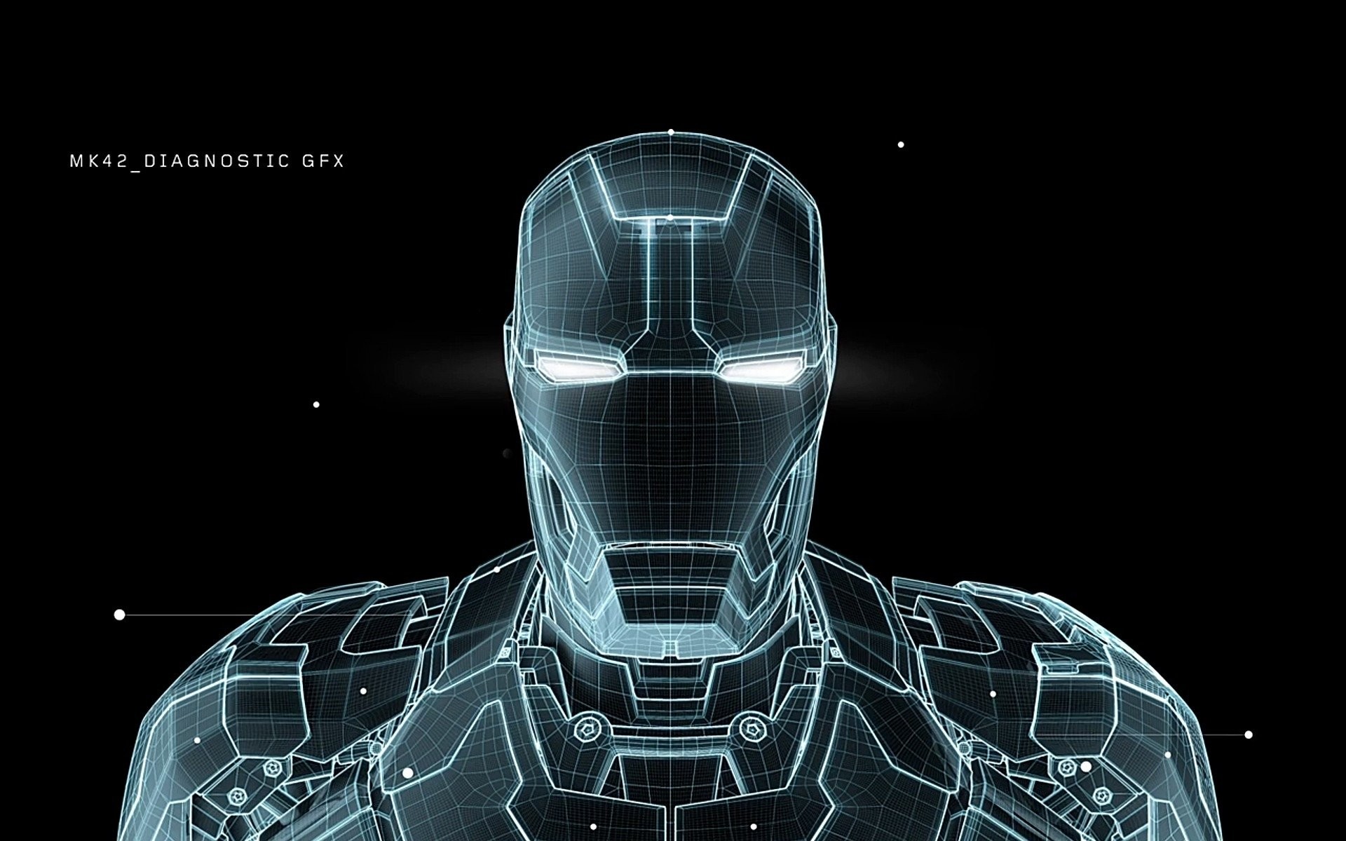 Iron Man, Mark 42, Ologramma, Wireframe, Full HD, sfondo per PC