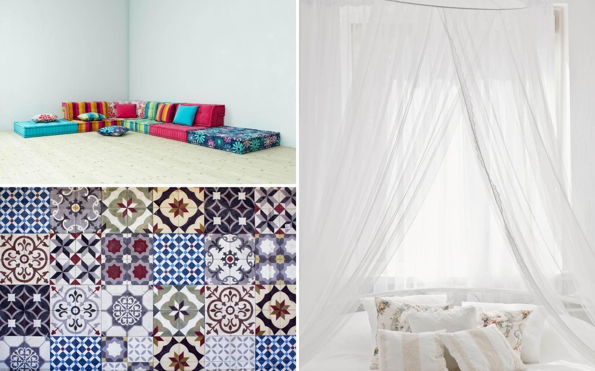 Collage, Azulejos, Tende bianche, Interni, 16:10 Full HD, sfondo widescreen